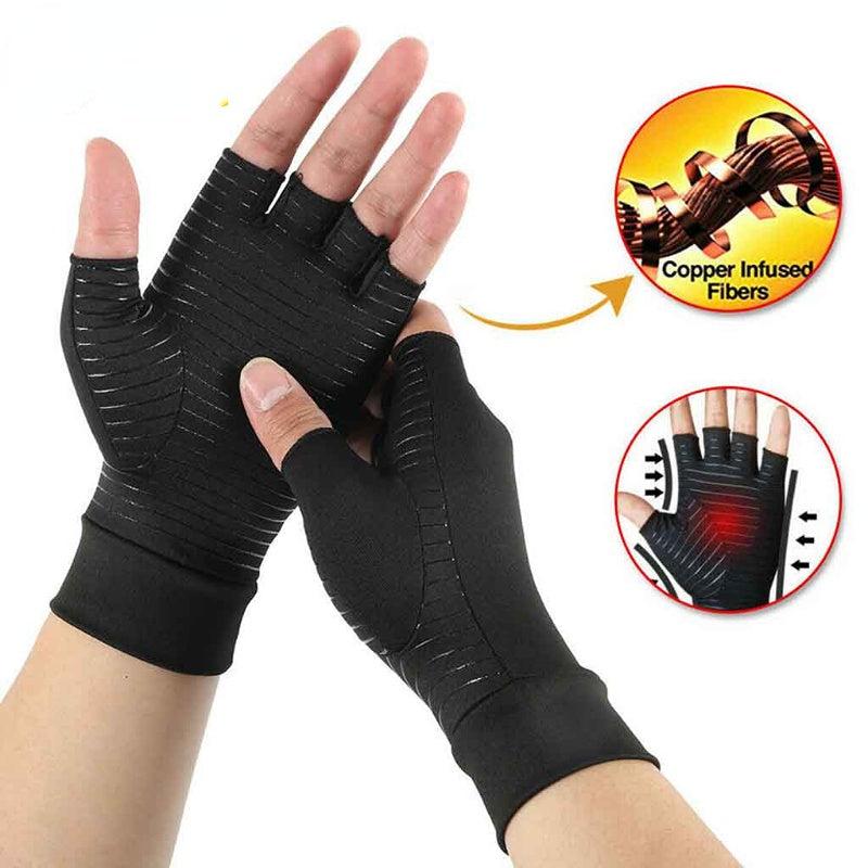 Copper Half Finger Pressure Glove Compression Gloves Pain Relief