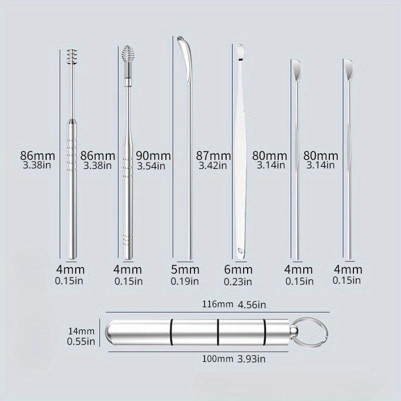 8pcs Stainless Steel Spiral Ear Picking Spoon Set
