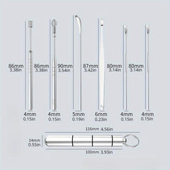 8pcs Stainless Steel Spiral Ear Picking Spoon Set