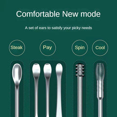 8pcs Stainless Steel Spiral Ear Picking Spoon Set