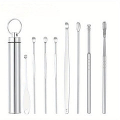 8pcs Stainless Steel Spiral Ear Picking Spoon Set