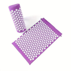 Purple Yoga Acupressure Mat Back Cushion with Pillow Storage Bag