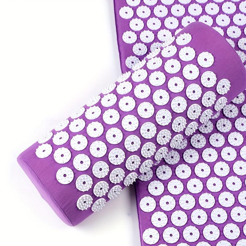 Purple Yoga Acupressure Mat Back Cushion with Pillow Storage Bag