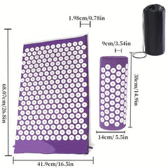 Purple Yoga Acupressure Mat Back Cushion with Pillow Storage Bag