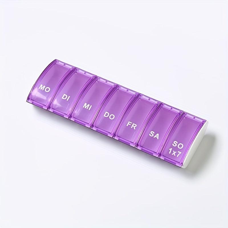 2pcs Seven-Day Pill Box Portable Dispenser 7 Compartments