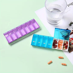 2pcs Seven-Day Pill Box Portable Dispenser 7 Compartments