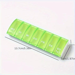 2pcs Seven-Day Pill Box Portable Dispenser 7 Compartments