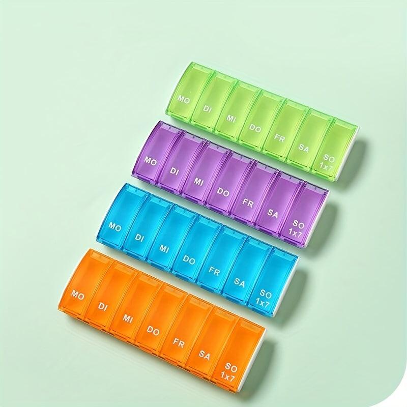 2pcs Seven-Day Pill Box Portable Dispenser 7 Compartments