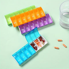 2pcs Seven-Day Pill Box Portable Dispenser 7 Compartments