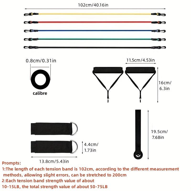 11pcs Resistance Band Set Fitness Equipment with Door Anchor