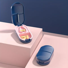 Pill Cutter & Portable Tablet Dispenser for Travel, Office & Home