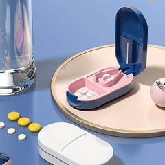 Pill Cutter & Portable Tablet Dispenser for Travel, Office & Home