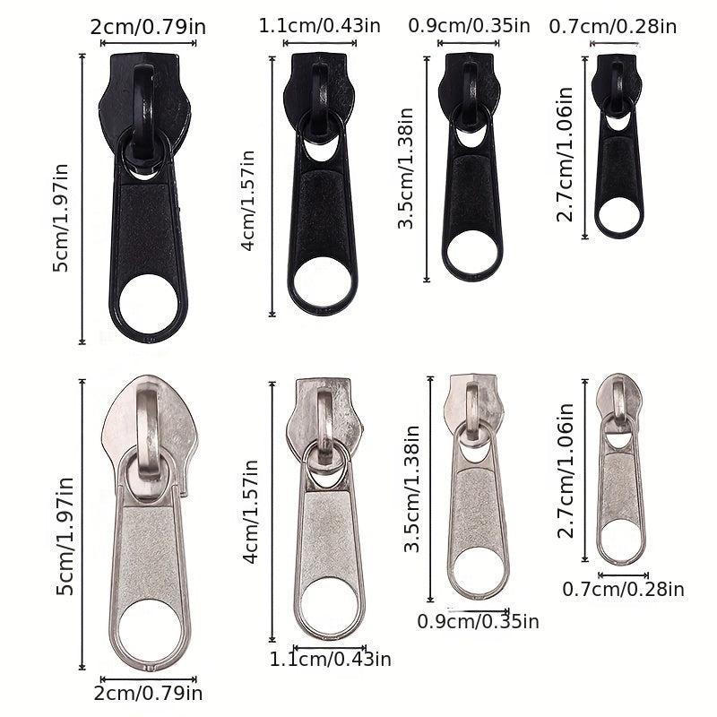 8pcs Metal Zipper Silder Nylon Zips Jacket Bag Purse Pockets Repair