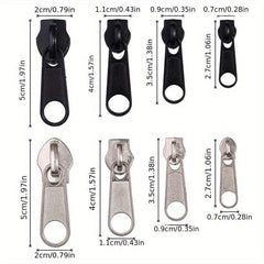 8pcs Metal Zipper Silder Nylon Zips Jacket Bag Purse Pockets Repair
