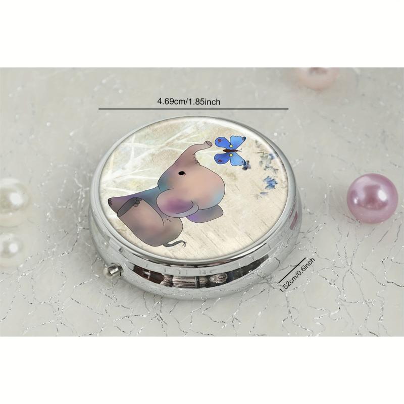 Elephant Butterfly Pill Box 3 Compartment Mini Organizer