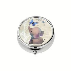Elephant Butterfly Pill Box 3 Compartment Mini Organizer