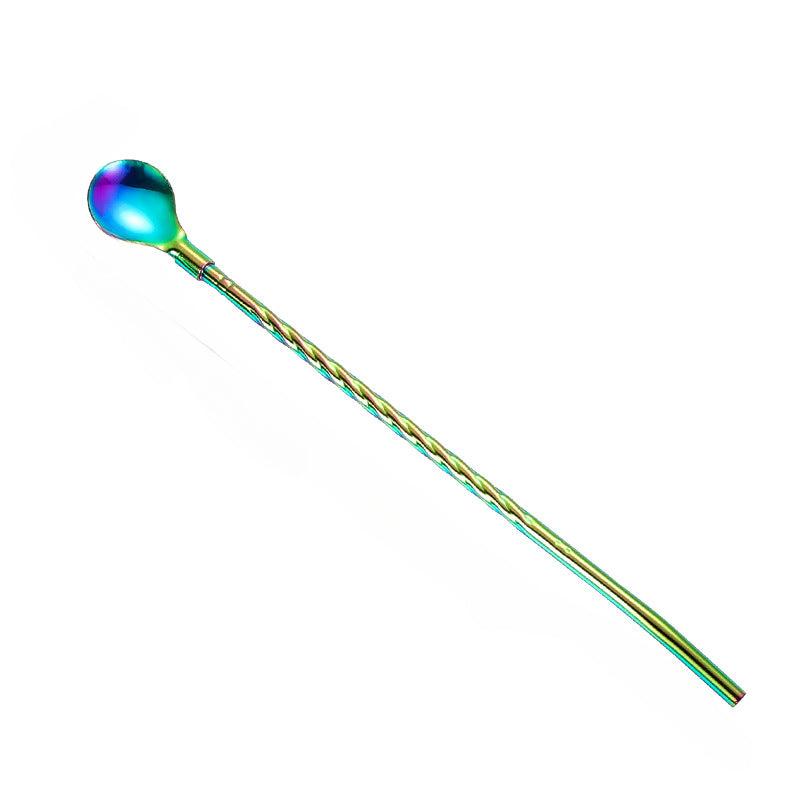 Stainless Steel Straws with Spoon Stirring Spoons