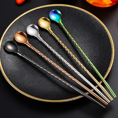 Stainless Steel Straws with Spoon Stirring Spoons