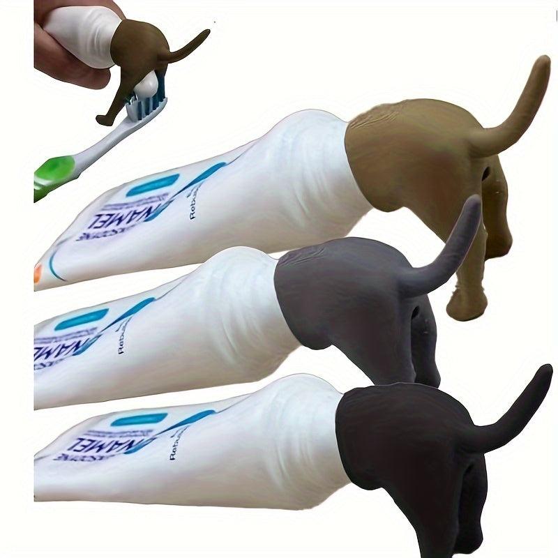 Pooping Dog Butt Toothpaste Topper Toilet Hat Fun Toy Squeezing Toothpaste Tool