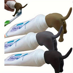 Pooping Dog Butt Toothpaste Topper Toilet Hat Fun Toy Squeezing Toothpaste Tool