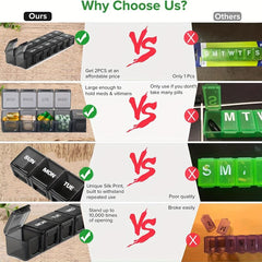 Weekly Pill Organizer 7 Days XL Compartment Travel Friendly Medicine Case