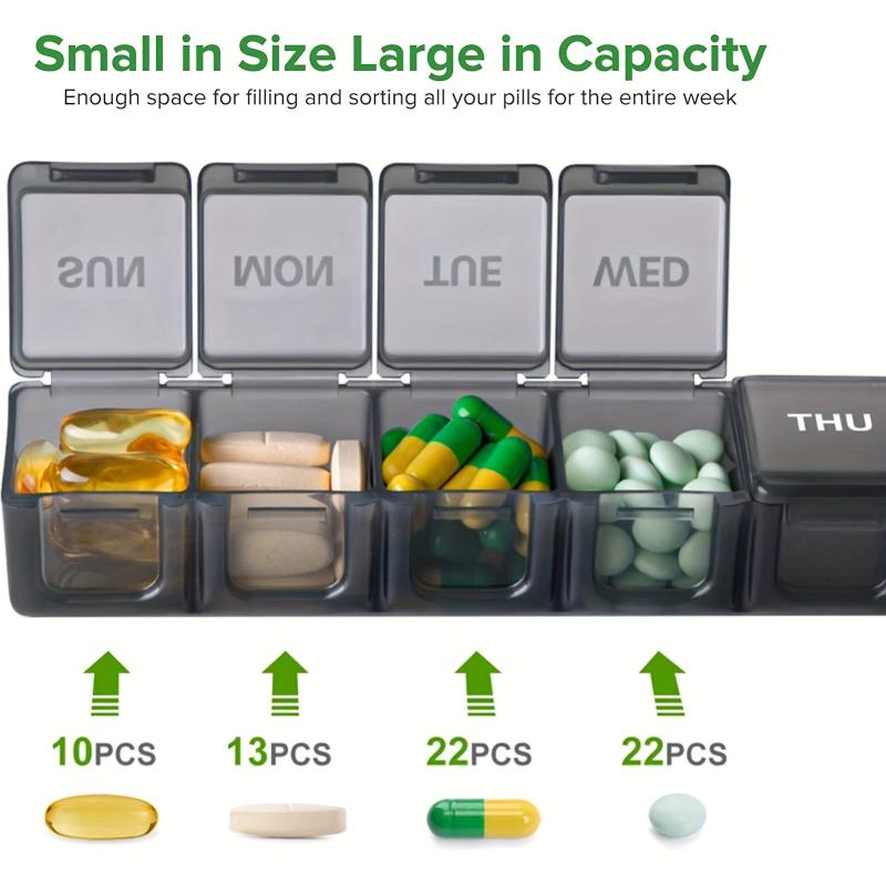 Weekly Pill Organizer 7 Days XL Compartment Travel Friendly Medicine Case