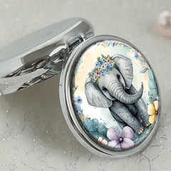 Elephant Round Pill Box 3 Compartment Mini Decorative Portable Travel Organizer
