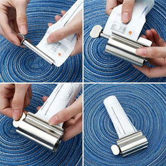 Stainless Steel Toothpaste Squeezer & Toothbrush Holder Set