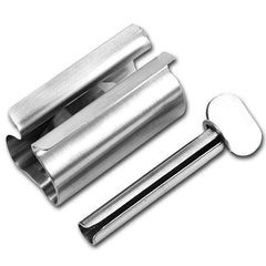 Stainless Steel Toothpaste Squeezer & Toothbrush Holder Set