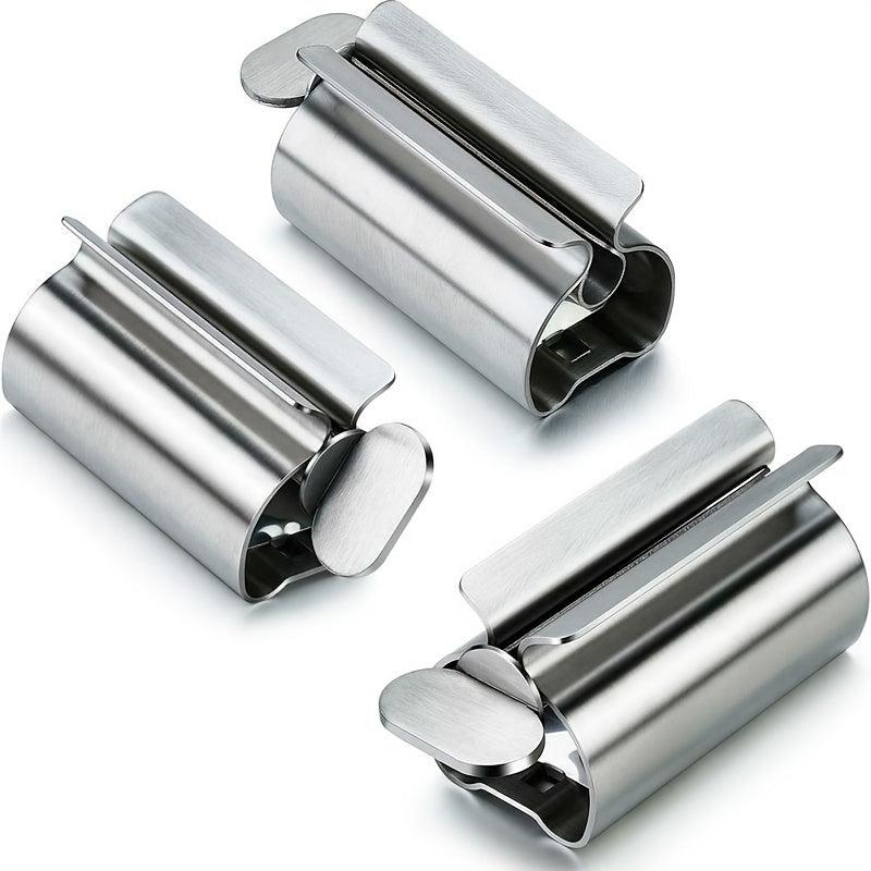 Stainless Steel Toothpaste Squeezer & Toothbrush Holder Set