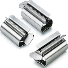 Stainless Steel Toothpaste Squeezer & Toothbrush Holder Set