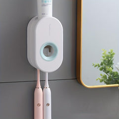 Automatic Toothpaste Dispenser Wall Mount Toothbrush Holder Set