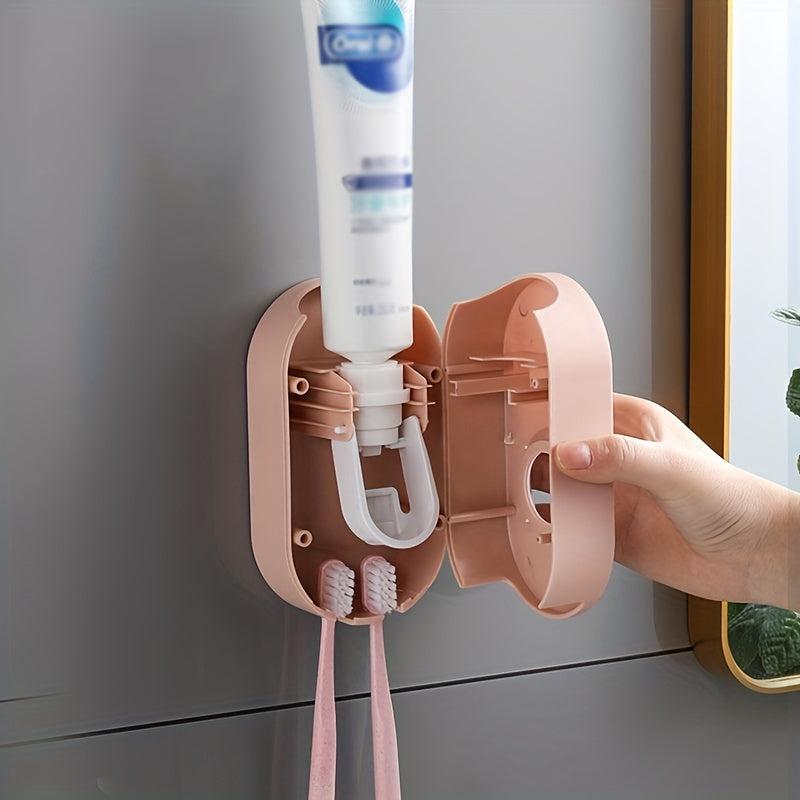 Automatic Toothpaste Dispenser Wall Mount Toothbrush Holder Set