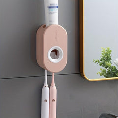 Automatic Toothpaste Dispenser Wall Mount Toothbrush Holder Set