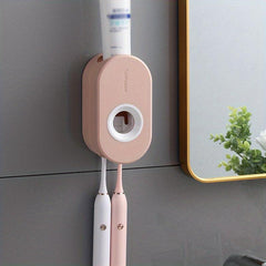 Automatic Toothpaste Dispenser Wall Mount Toothbrush Holder Set