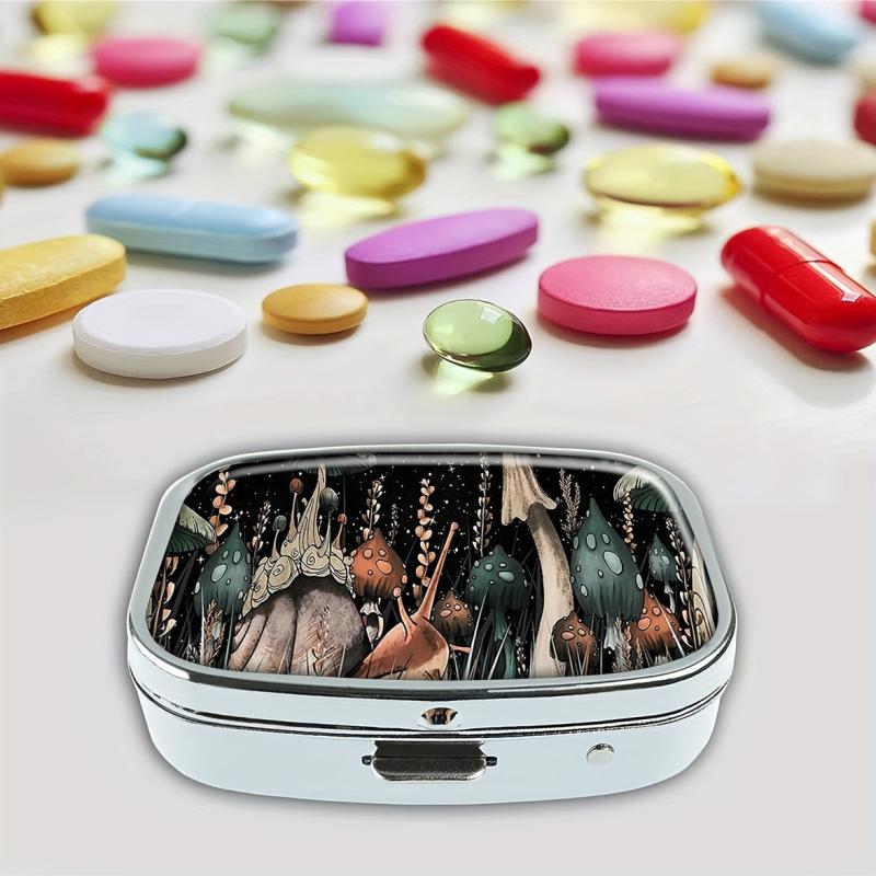 Mini Snails & Mushroom Pill Box 2 Compartment Decorative Travel Medicine Holder