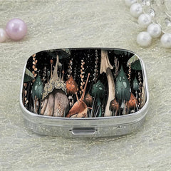 Mini Snails & Mushroom Pill Box 2 Compartment Decorative Travel Medicine Holder