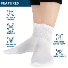 4 Pairs Bamboo Diabetic Socks Breathable Seamless Extra Wide for Men & Women