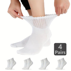 4 Pairs Bamboo Diabetic Socks Breathable Seamless Extra Wide for Men & Women