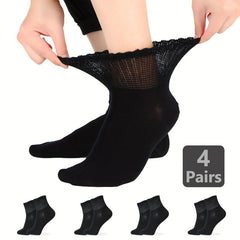 4 Pairs Bamboo Diabetic Socks Breathable Seamless Extra Wide for Men & Women