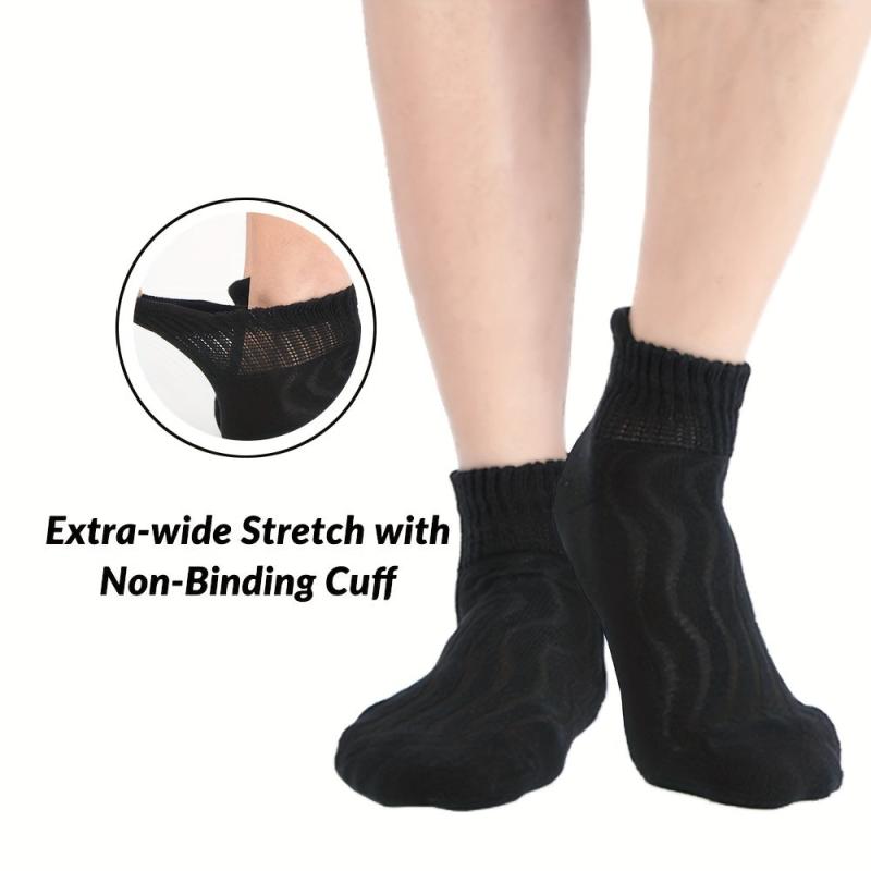 4 Pairs Non Binding Diabetic Ankle Socks Unisex Cotton Cushioned