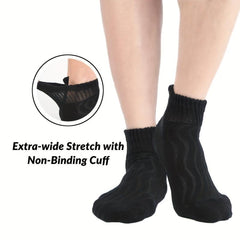 4 Pairs Non Binding Diabetic Ankle Socks Unisex Cotton Cushioned