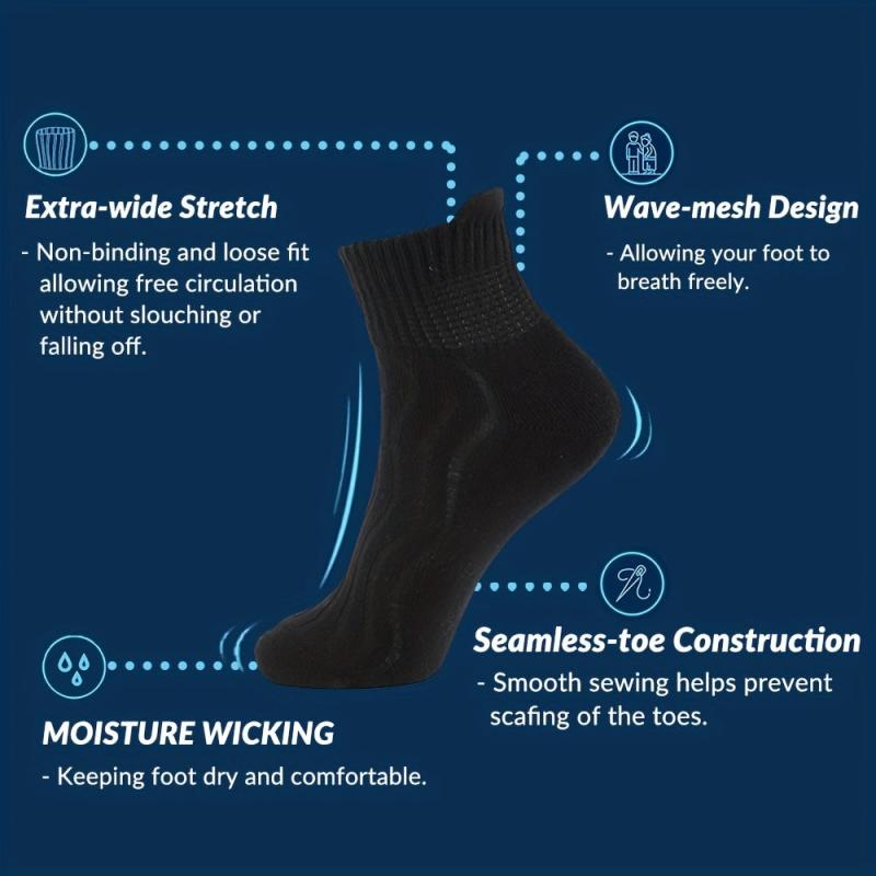4 Pairs Non Binding Diabetic Ankle Socks Unisex Cotton Cushioned