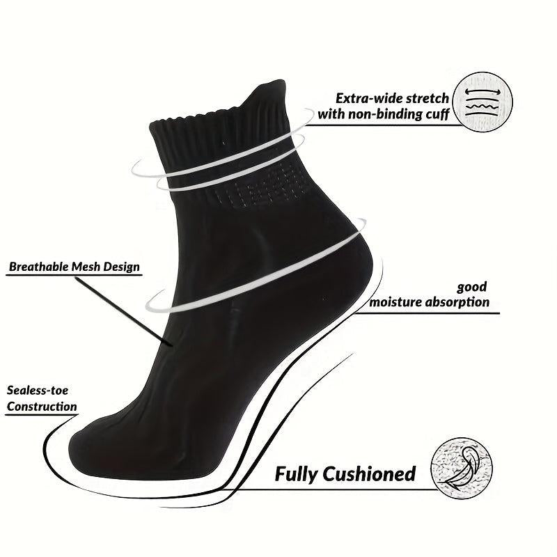 4 Pairs Non Binding Diabetic Ankle Socks Unisex Cotton Cushioned