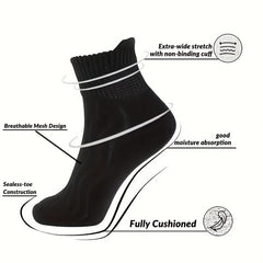 4 Pairs Non Binding Diabetic Ankle Socks Unisex Cotton Cushioned