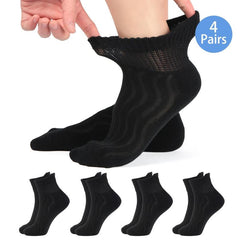 4 Pairs Non Binding Diabetic Ankle Socks Unisex Cotton Cushioned