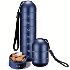 Metal Weekly Pill Organizer Stackable Aluminum Alloy with Large Compartment