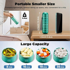 Metal Weekly Pill Organizer Stackable Aluminum Alloy with Large Compartment