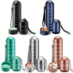 Metal Weekly Pill Organizer Stackable Aluminum Alloy with Large Compartment