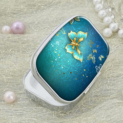 Golden Butterflies Pill Box 2 Compartment Portable Medicine Holder